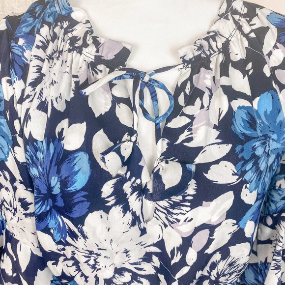 Misa Los Angeles Dress Mini Floral White Blue Nehda Botanical Size Medium - Picture 9 of 15